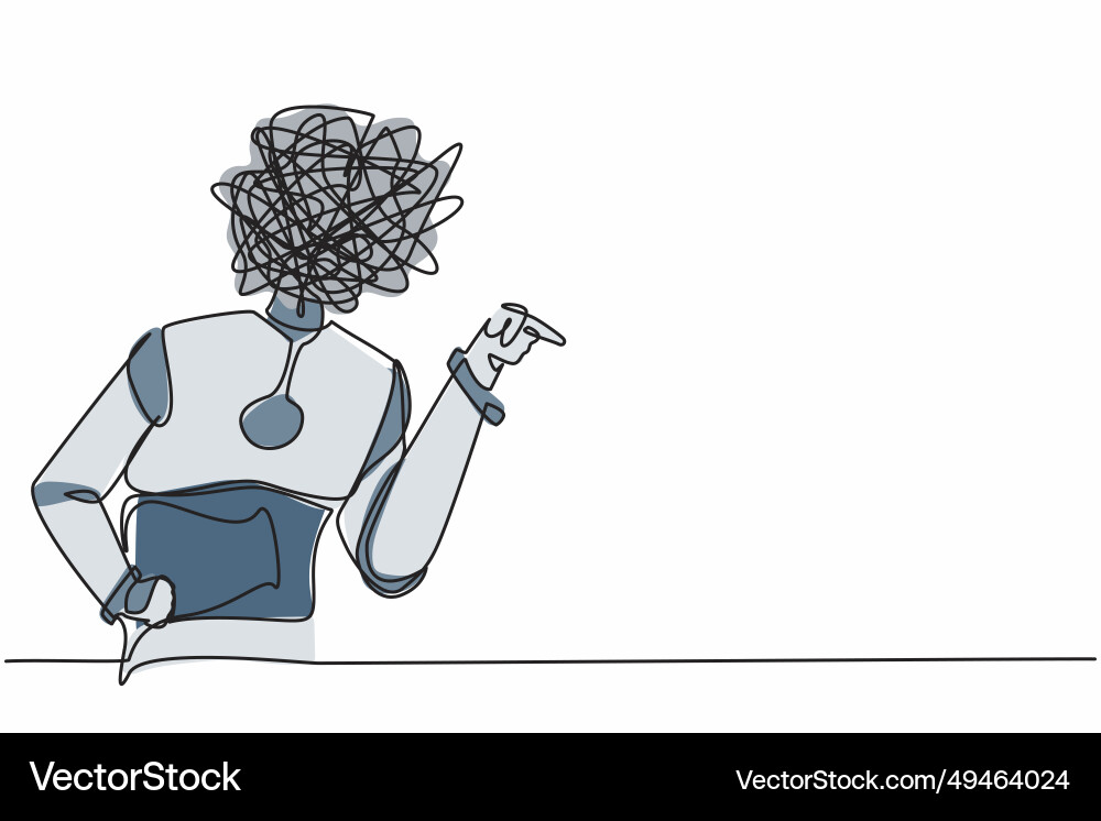 Continuous one line drawing robot with round Continuous one line drawing robot with round vector image
