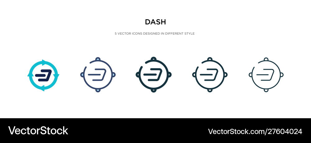Dash icon in different style two colored vector image