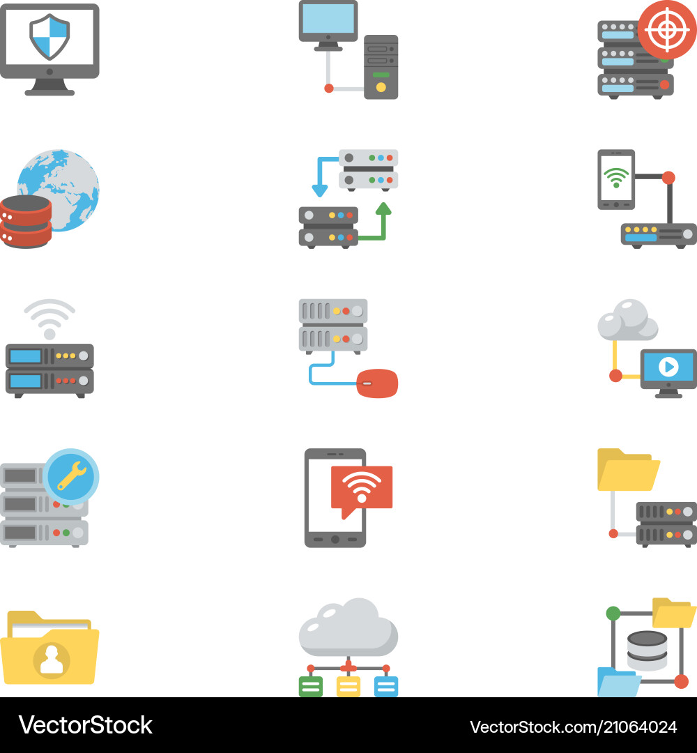 Data storage and databases icons vector image