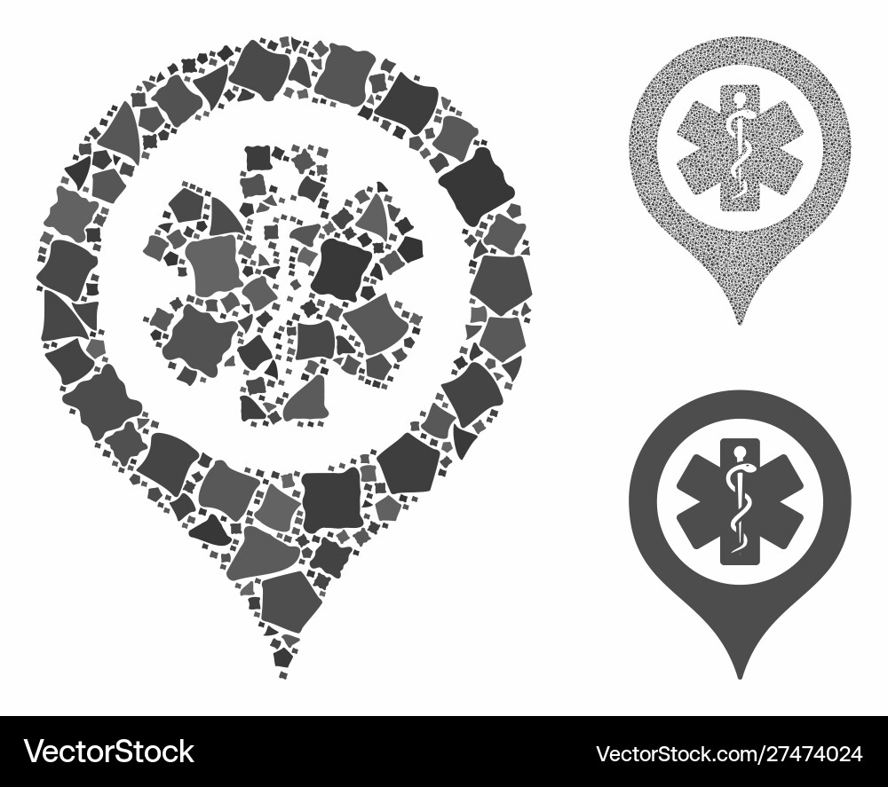 Emergency map marker mosaic icon uneven items Vector Image