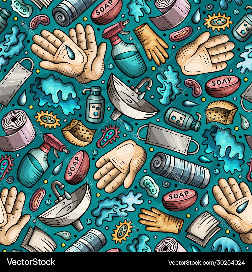 Hand wash drawn doodles seamless pattern vector image