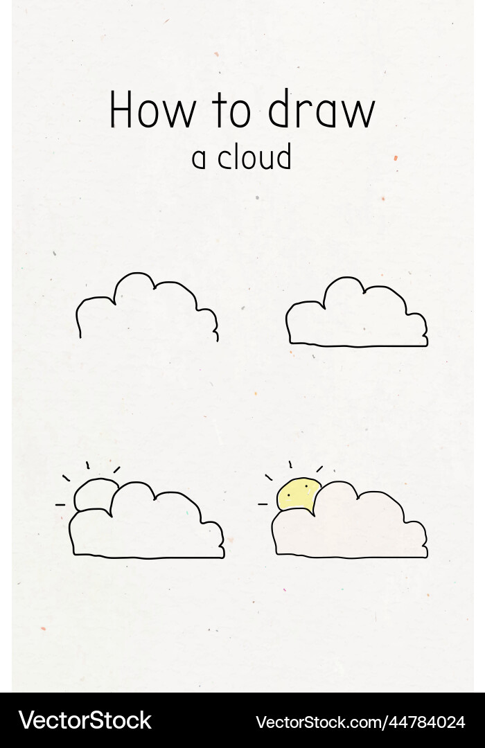 How to draw a cloud doodle tutorial vector image