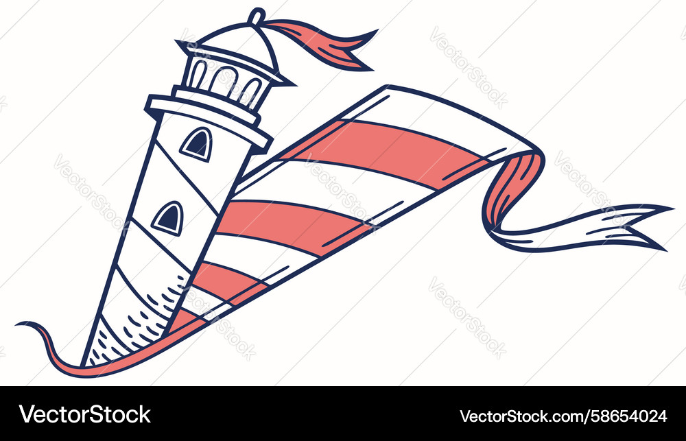 Lighthouse with waving ribbon design generative Vector Image