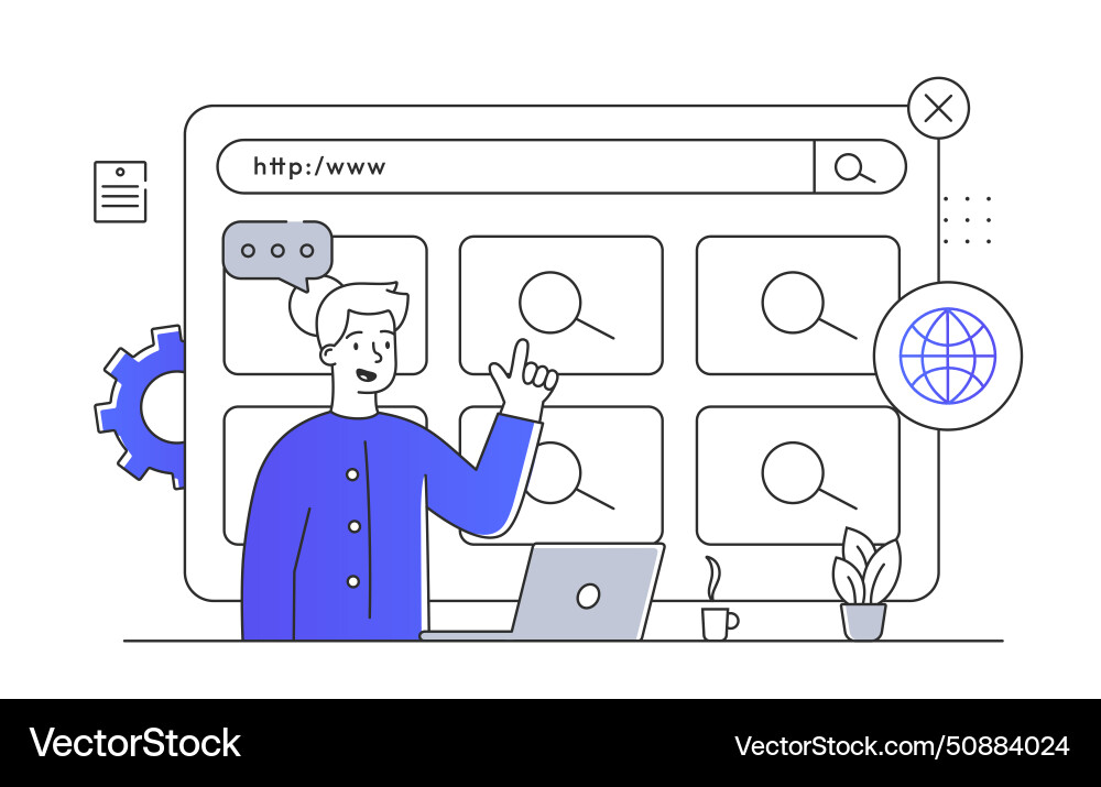 Man with online search simple Vector Image