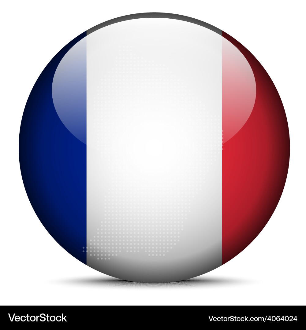 Map with dot pattern on flag button of french vector image