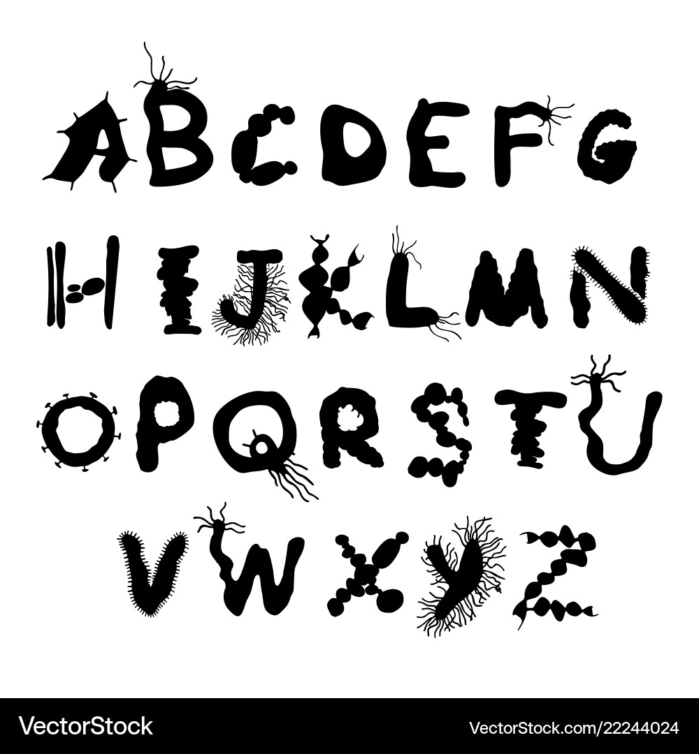 Microbial Font - Bacteria & Germs Vector Image