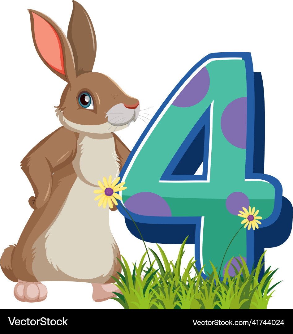 Rabbit holding the number character isolated Rabbit holding the number character isolated vector image