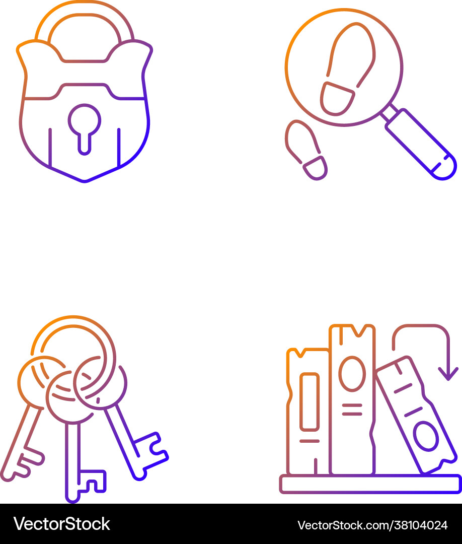 Solving mystery gradient linear icons set Vector Image