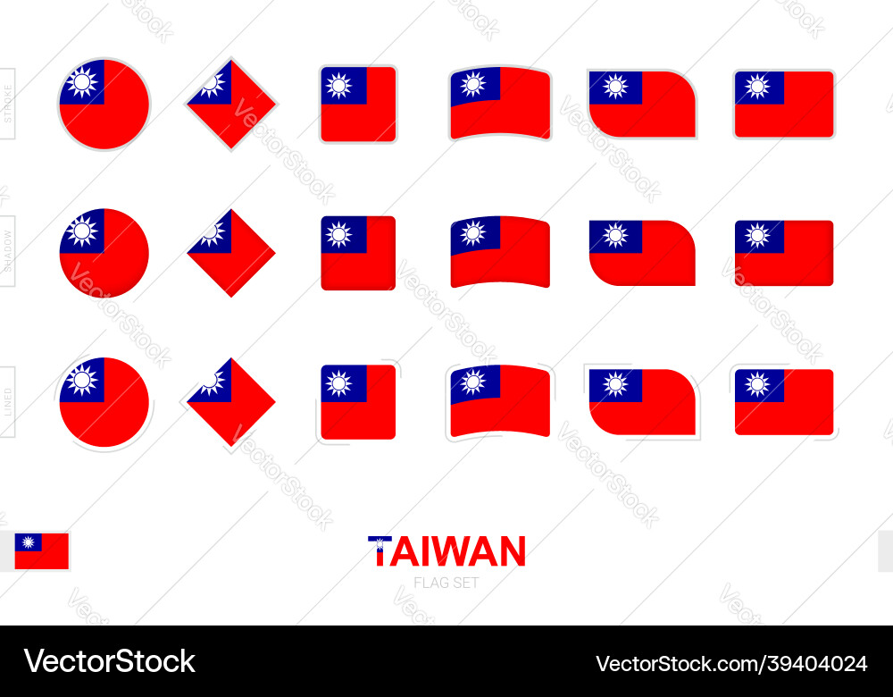 Taiwan flag set simple flags of with three Vector Image