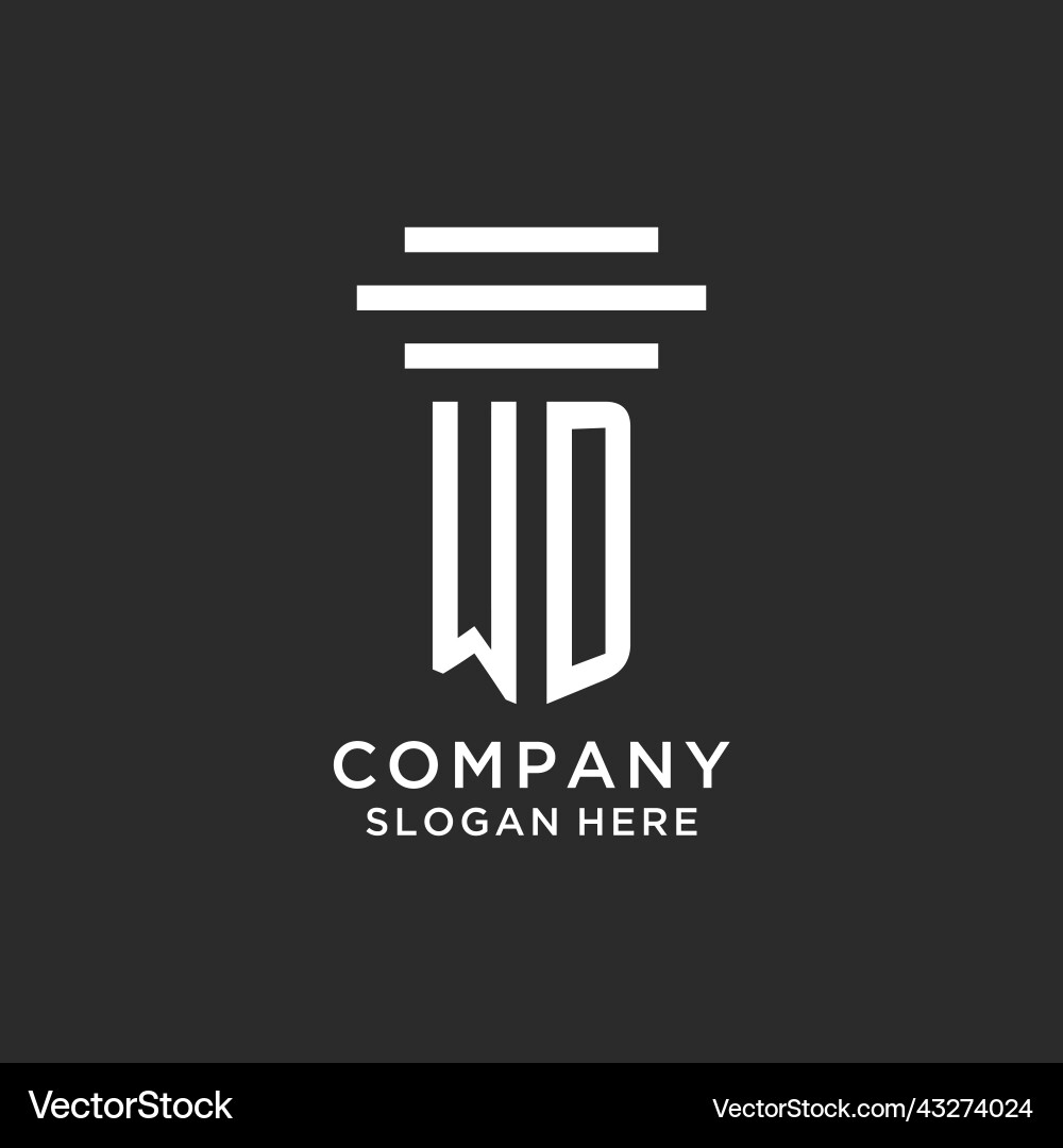 Wd initials with simple pillar logo design Vector Image