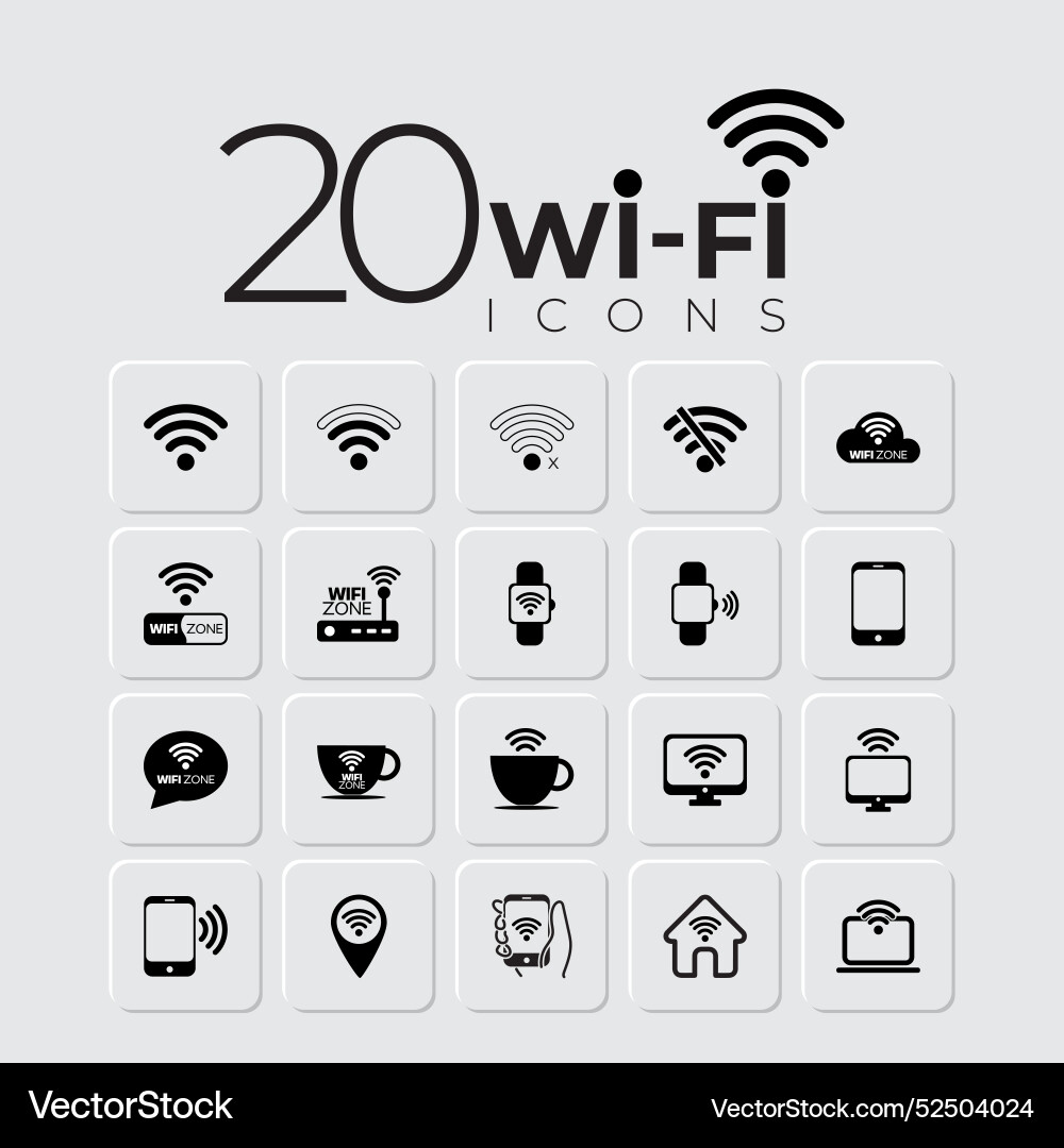 Wi-fi zone icons set connection symbol Wi-fi zone icons set connection symbol vector image
