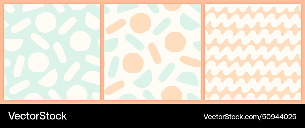Abstract shapes seamless pattern set in a muted Vector Image