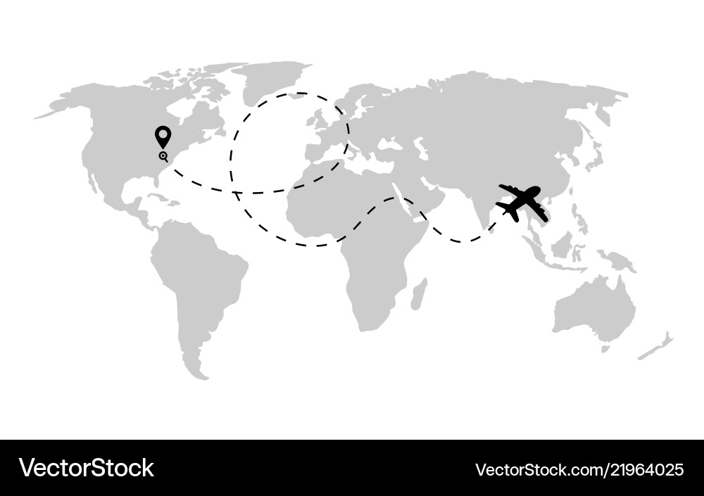 Airplane Route on World Map vector image