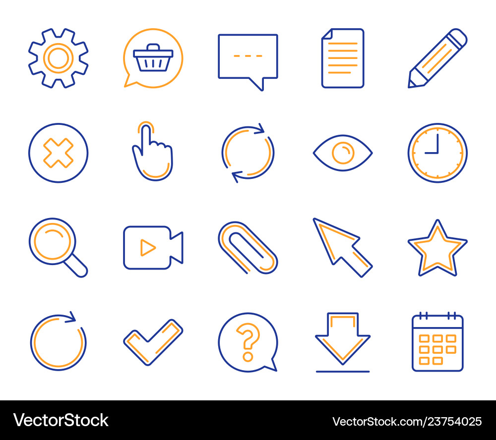 Document time and calendar line icons question vector image