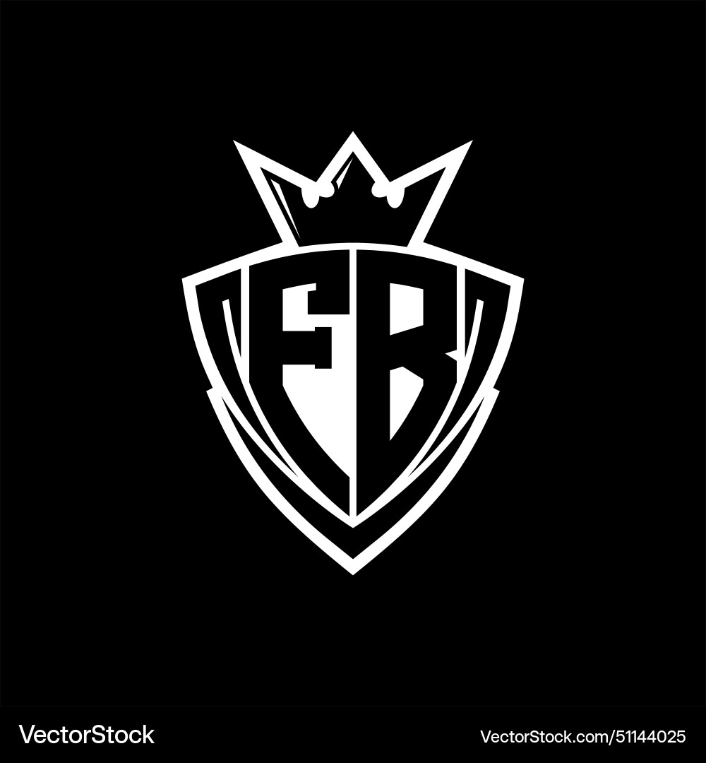 Fb letter logo with sharp triangle shield shape vector image