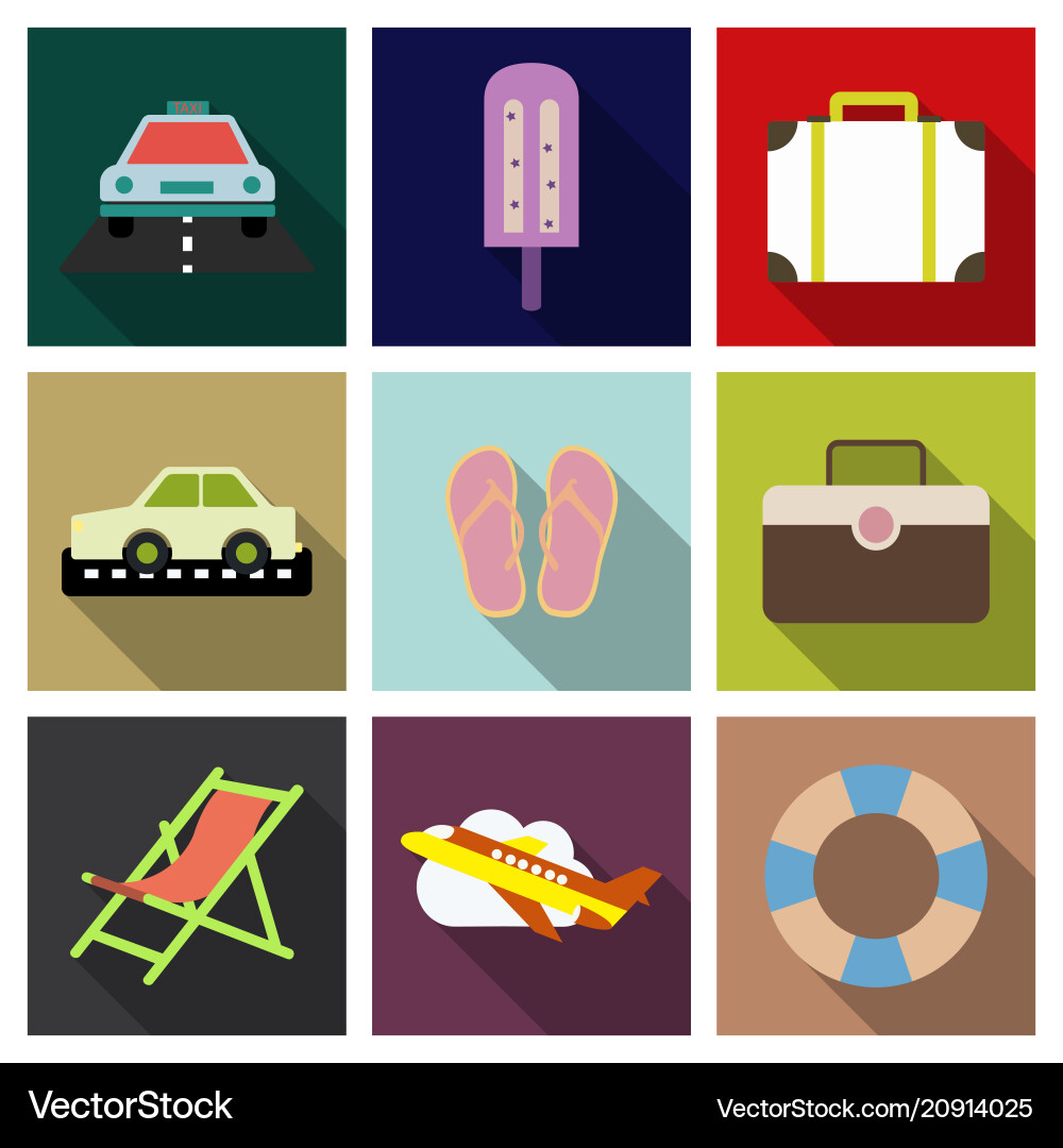 Flat icons set with long shadow effect Vector Image