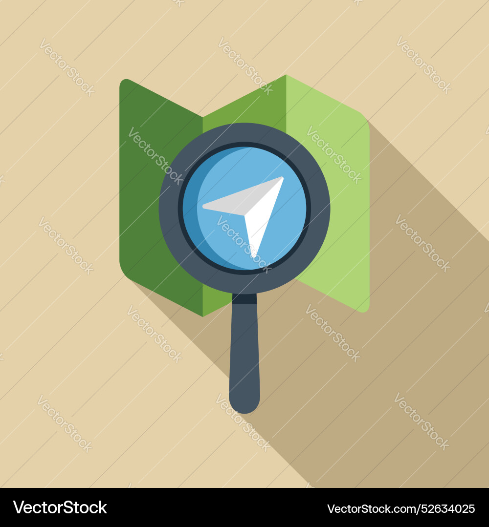 Magnifying glass searching location on a map Vector Image