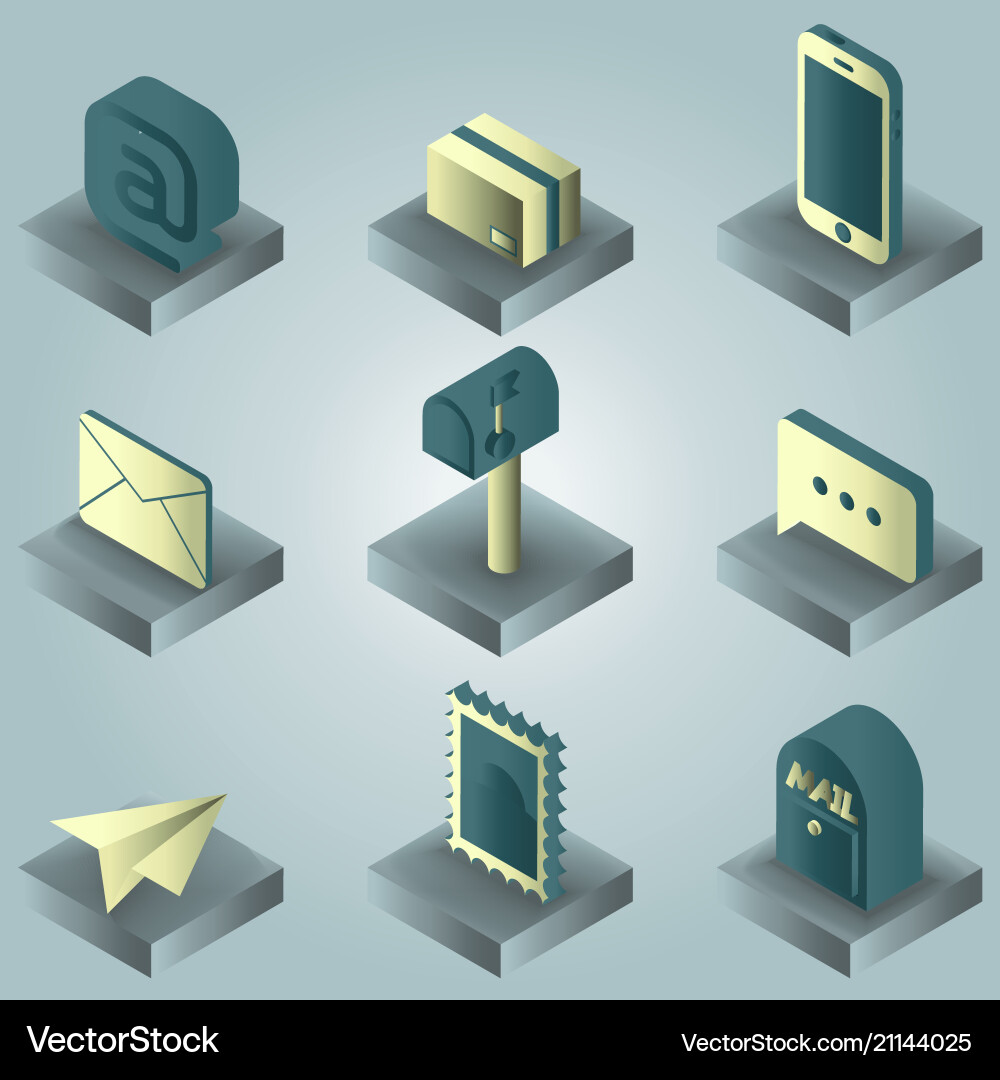 Mail color gradient isometric icons Mail color gradient isometric icons vector image