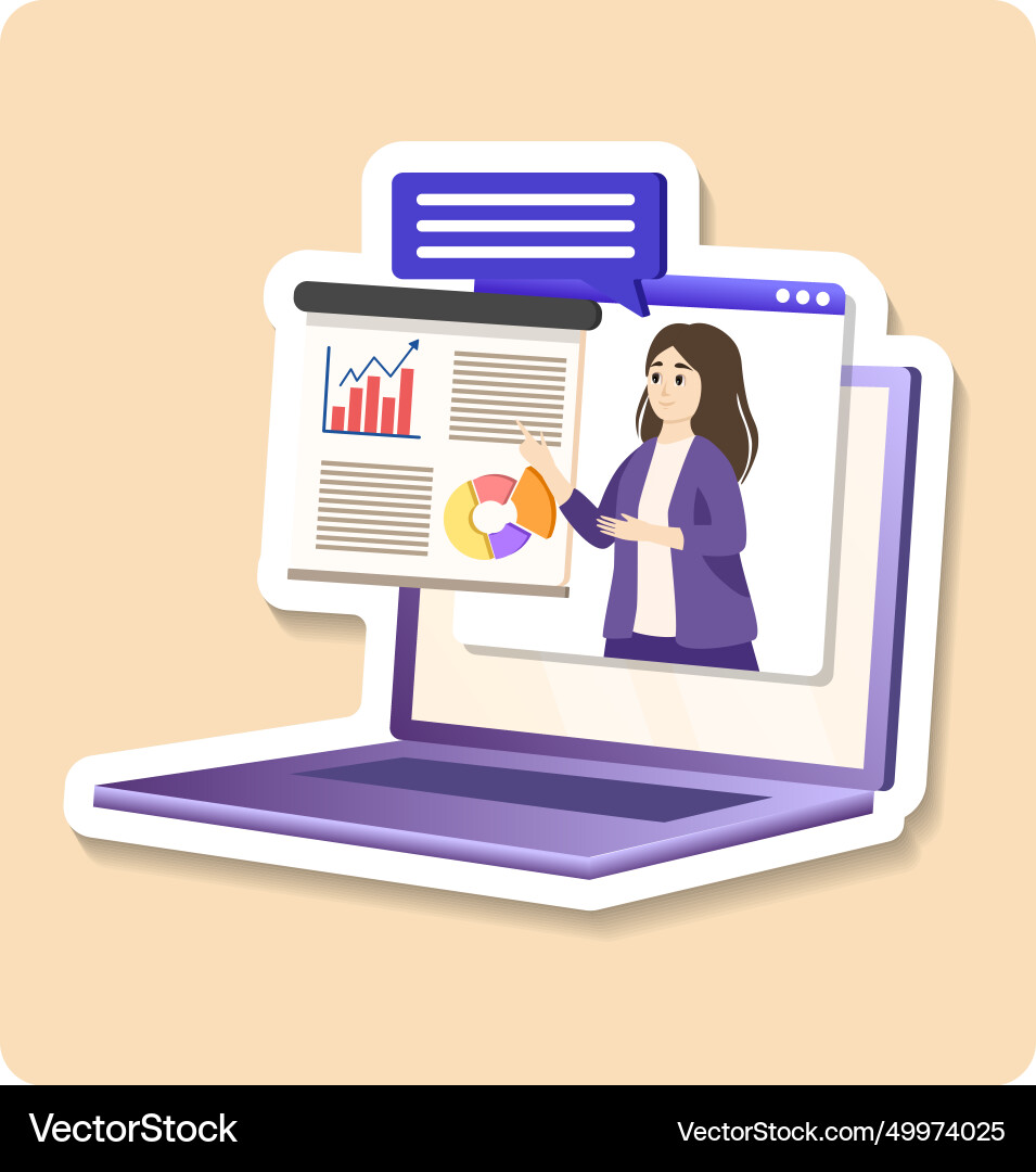 Online training sticker flat design concept Online training sticker flat design concept vector image