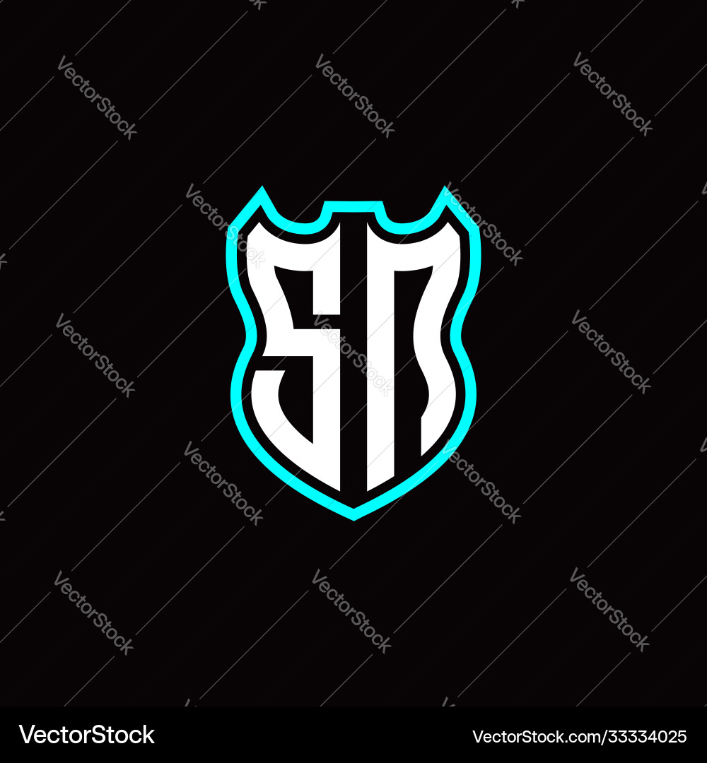 S n initial logo design with shield shape S n initial logo design with shield shape vector image