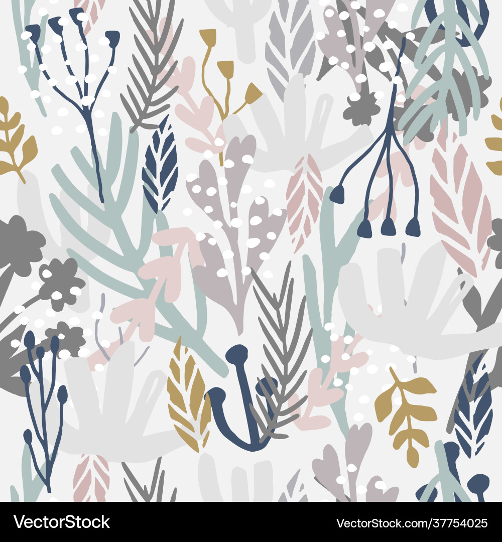 Seamless monotone pattern with flowersbranches Seamless monotone pattern with flowersbranches vector image