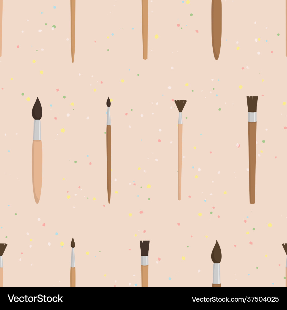 Seamless pattern with brushes and paint splashes Seamless pattern with brushes and paint splashes vector image
