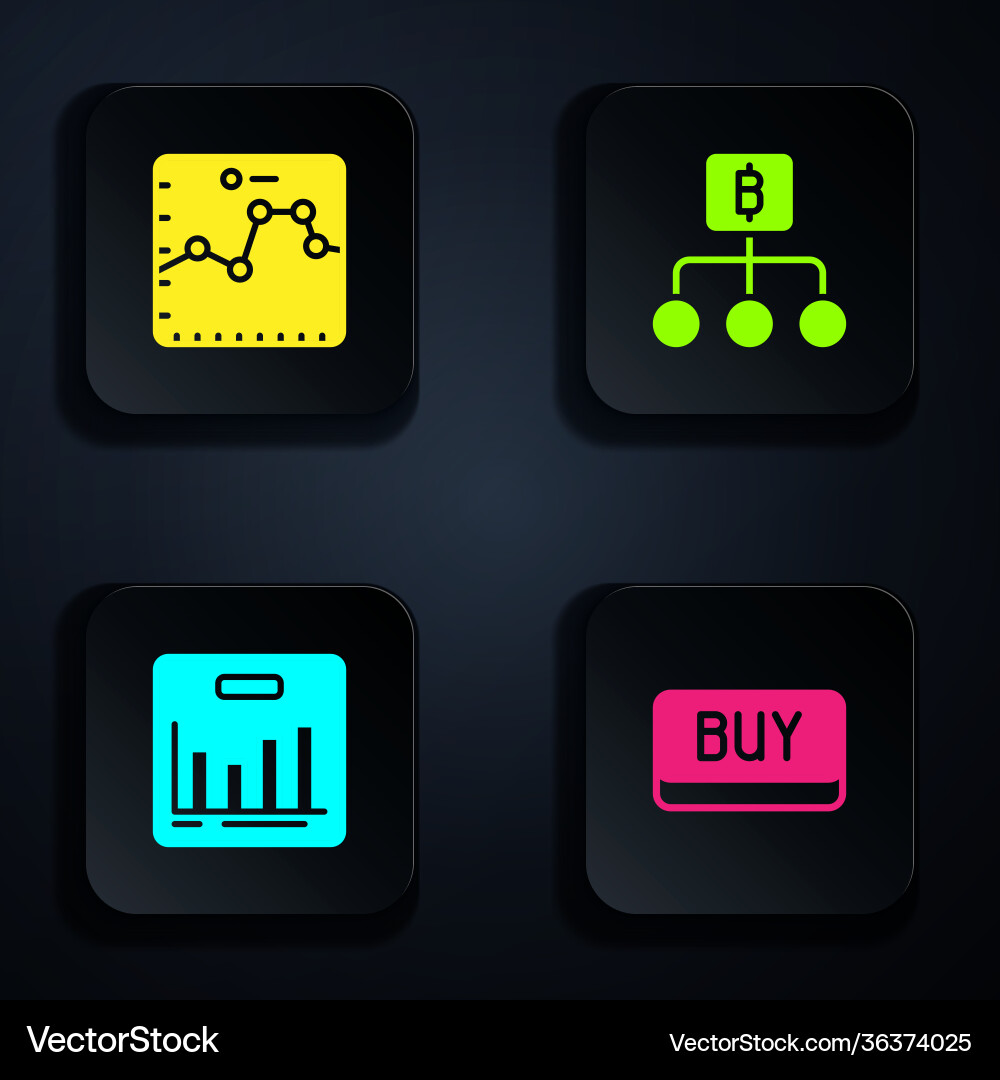 Set buy button browser with growth graph pie Set buy button browser with growth graph pie vector image