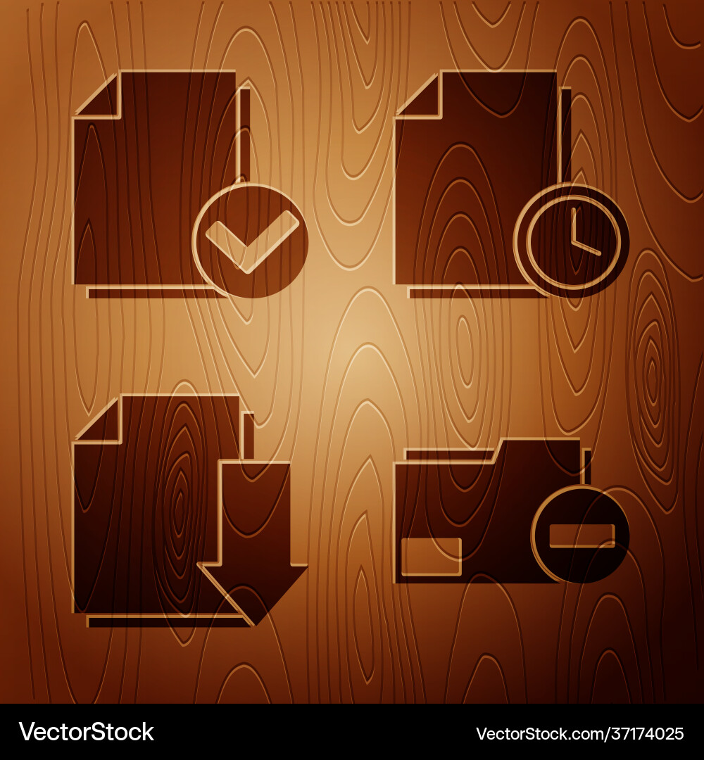 Set document folder with minus and check vector image