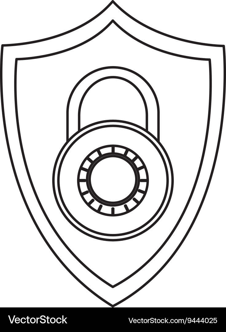 Shield with Key Lock Icon vector image