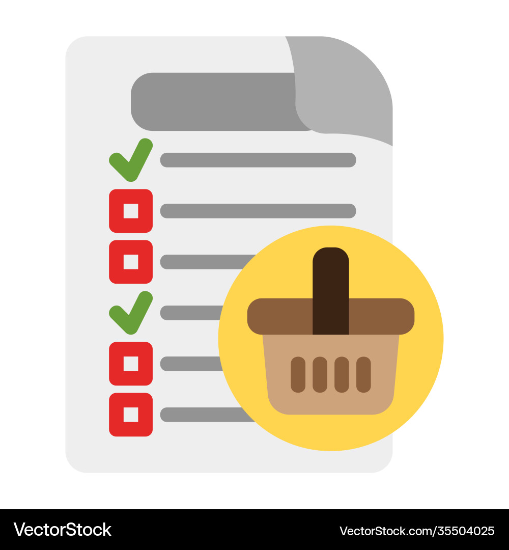 Shopping list icon in flat style for any projects Shopping list icon in flat style for any projects Vector Image