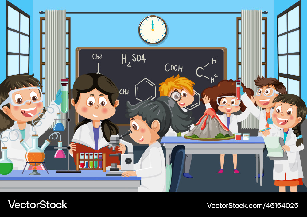 Student doing science experiment in laboratory Student doing science experiment in laboratory vector image