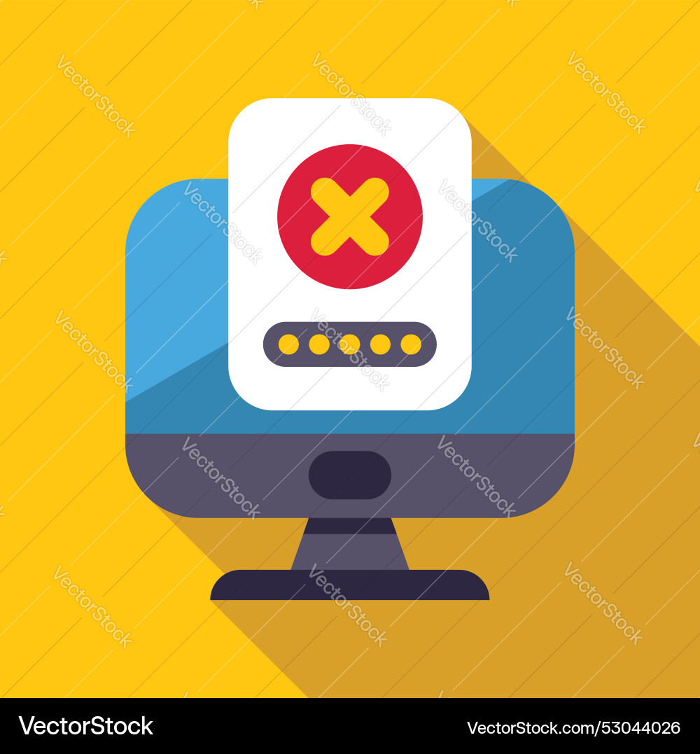 Computer showing error message with password input Computer showing error message with password input vector image