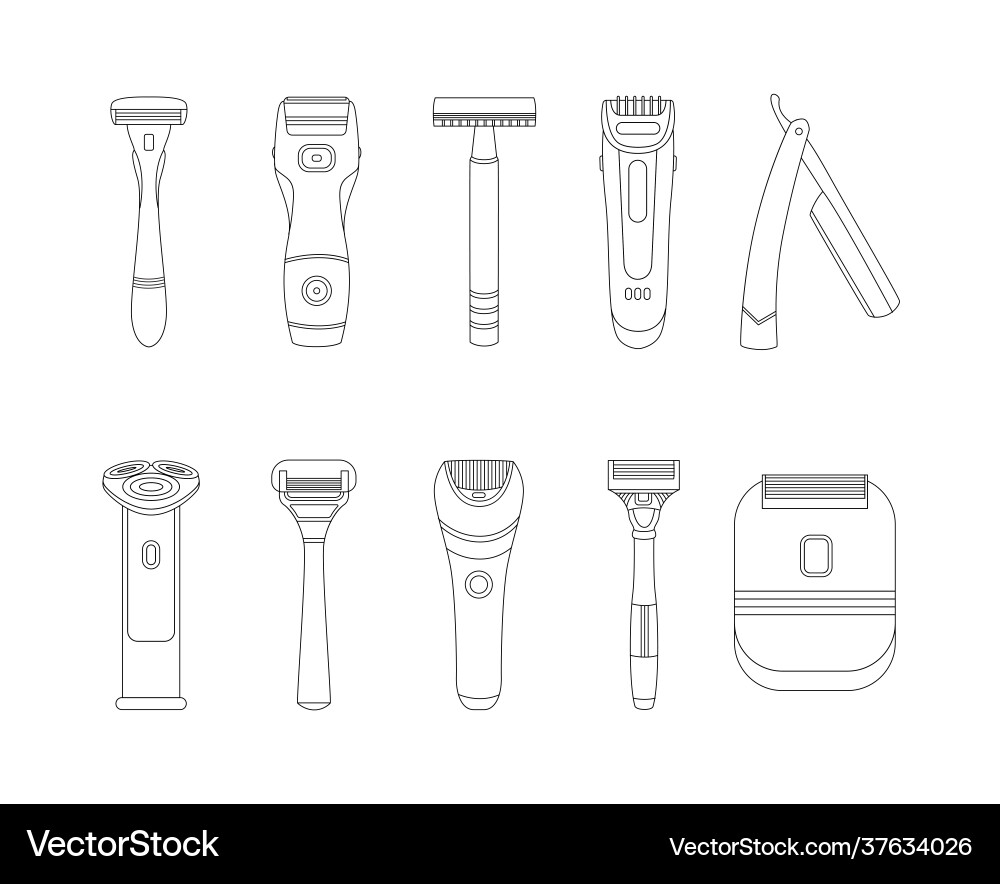 Electric and handle razors shavers with sharp Vector Image