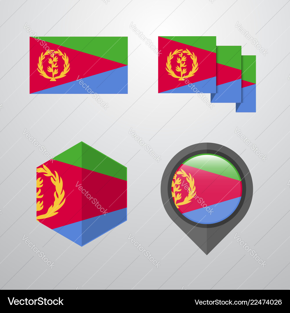 Eritrea flag design set vector image