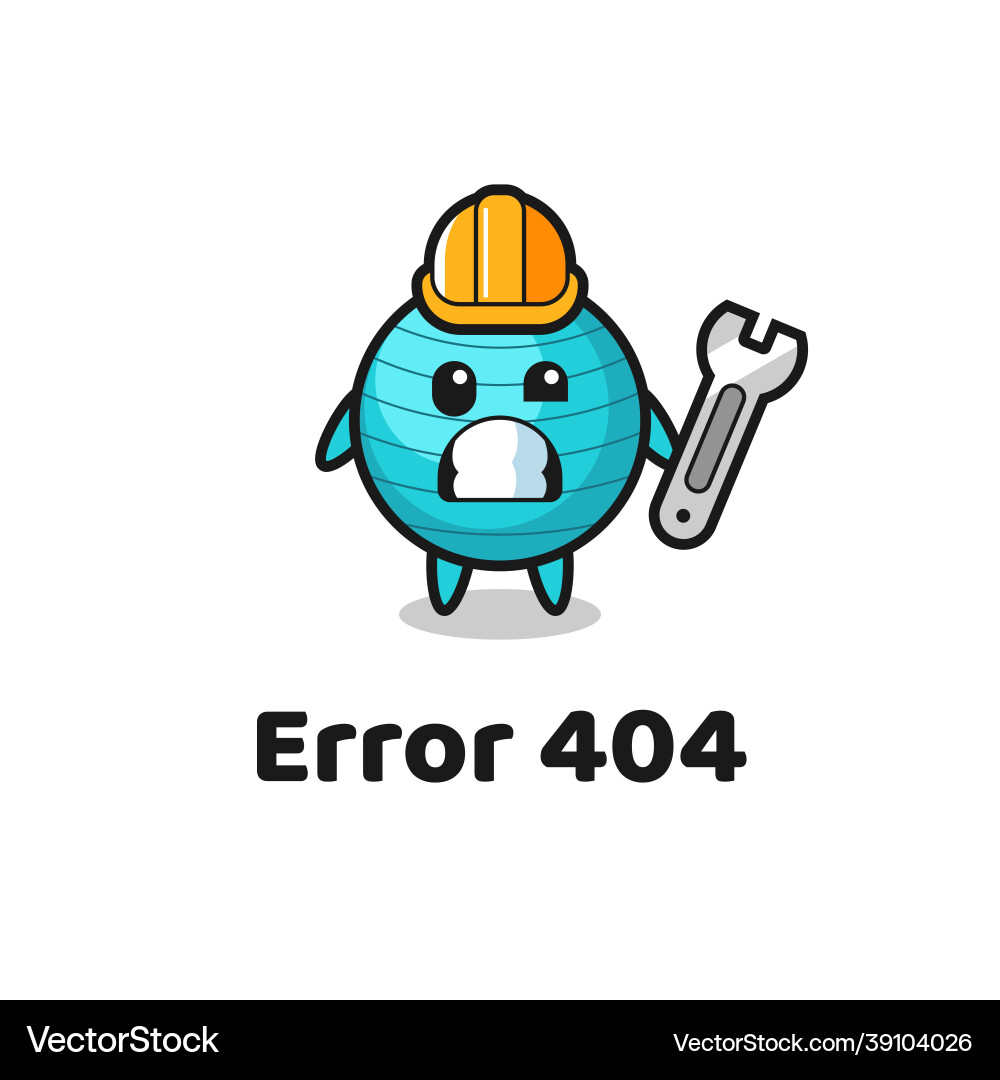 Error 404 with the cute exercise ball mascot Vector Image