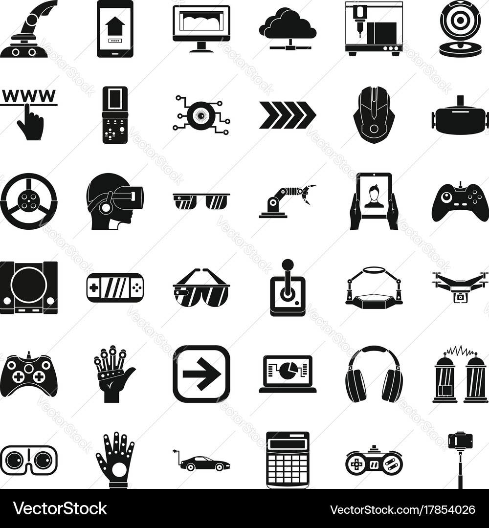 Game over icons set simple style vector image