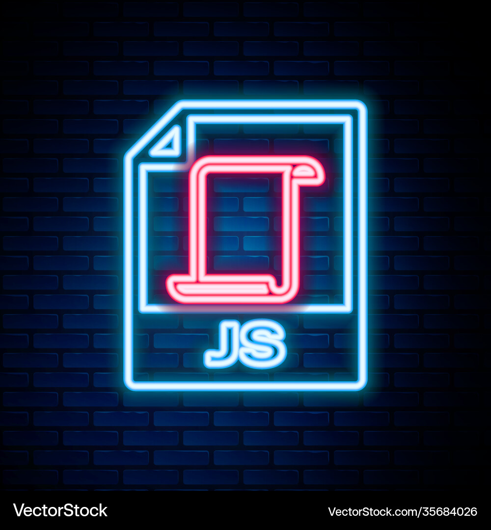 Glowing neon line js file document download Glowing neon line js file document download vector image