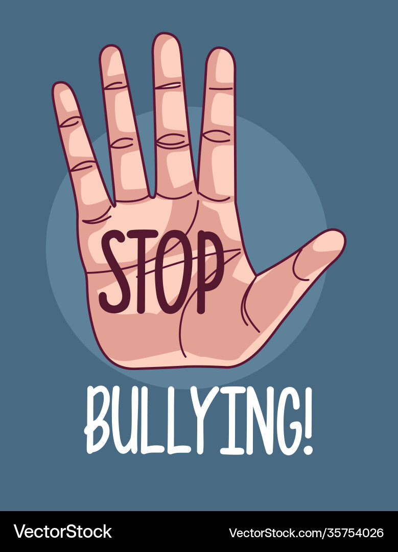 Hand human with stop bullying lettering Hand human with stop bullying lettering vector image