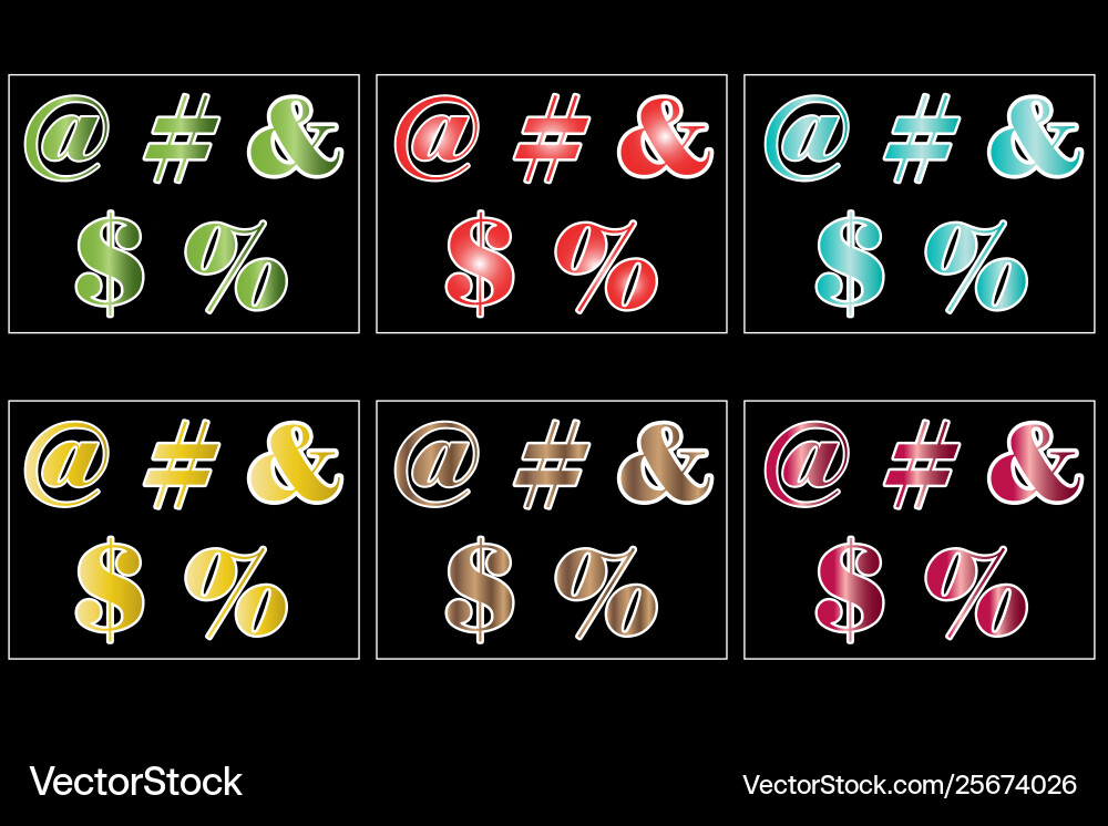 Internet symbols set in multiple colors Internet symbols set in multiple colors Vector Image