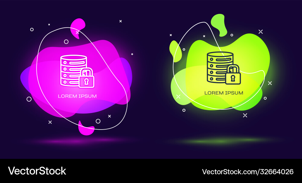 Line server security with closed padlock icon Vector Image