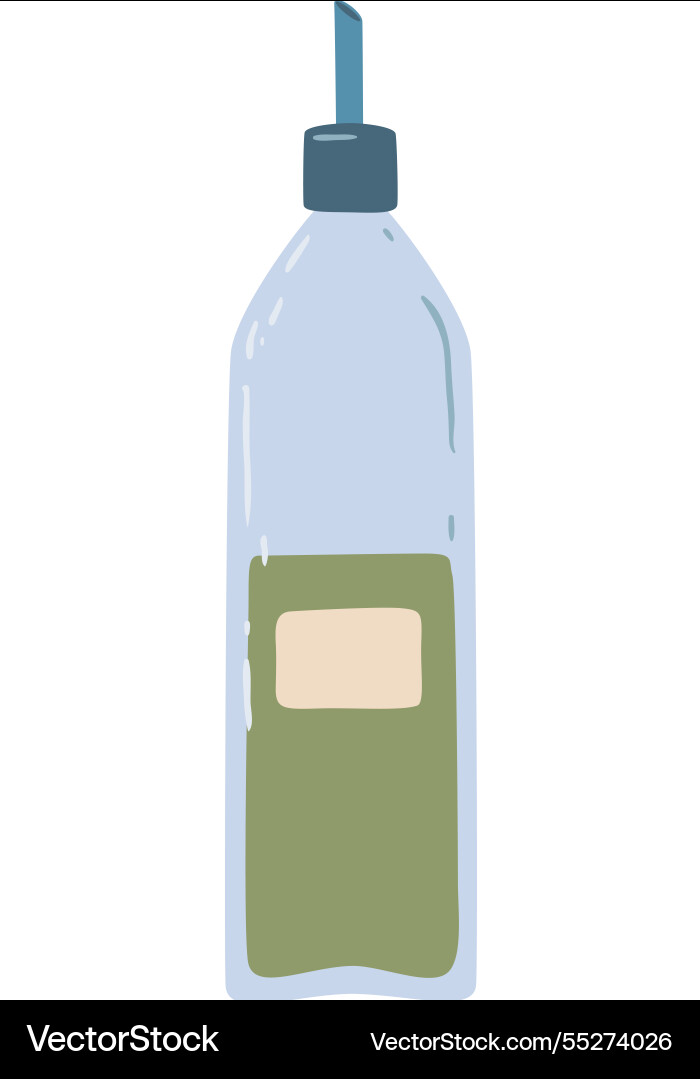 Olive oil bottle with blank label and pouring Olive oil bottle with blank label and pouring vector image