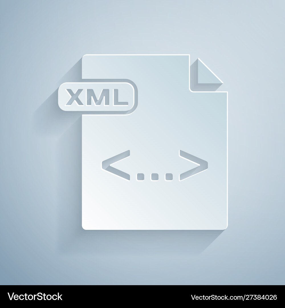 Paper cut xml file document download button vector image