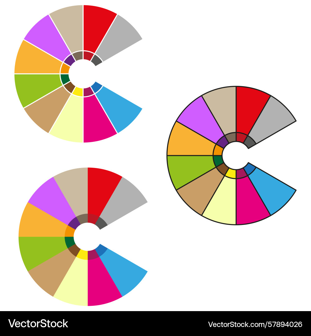 Pie charts diagram colorful data analysis Pie charts diagram colorful data analysis vector image
