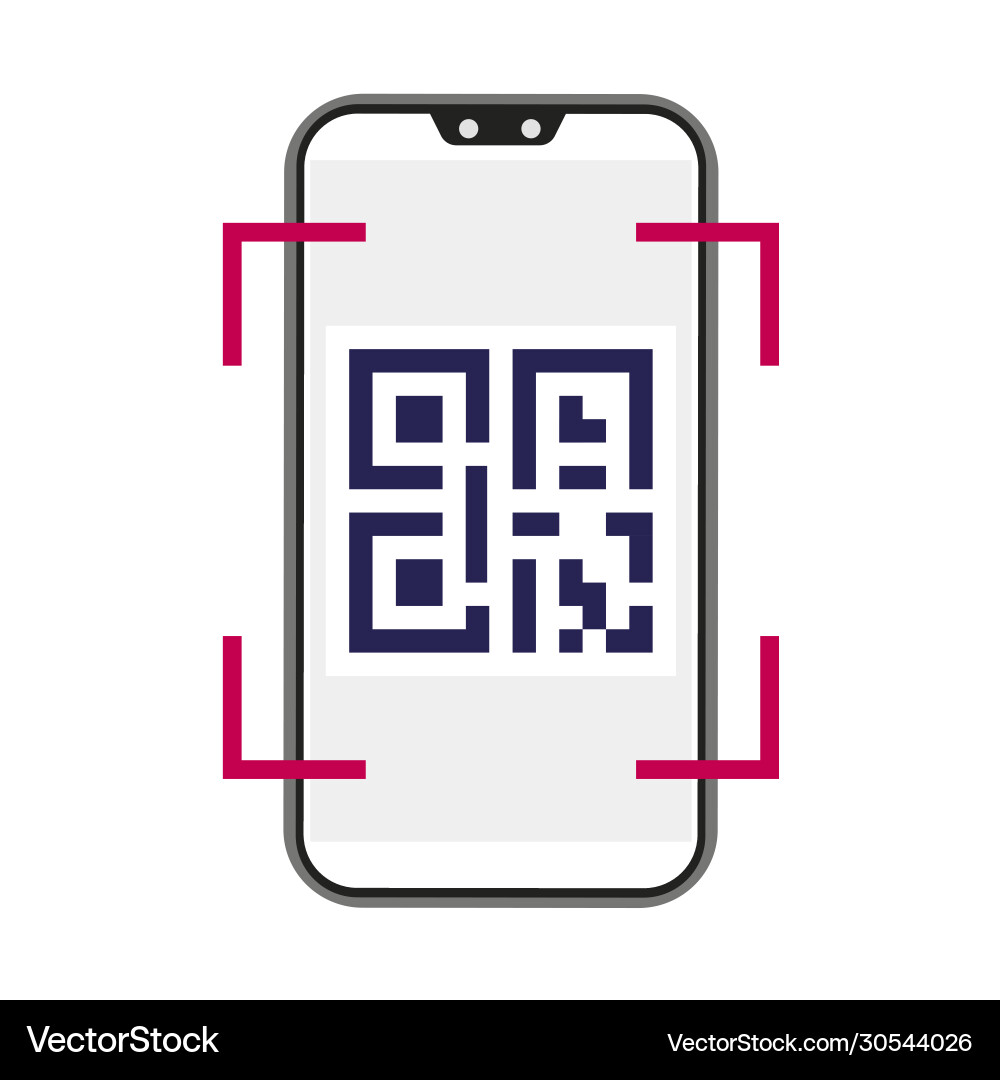 Qr code for smart phone on white background vector image
