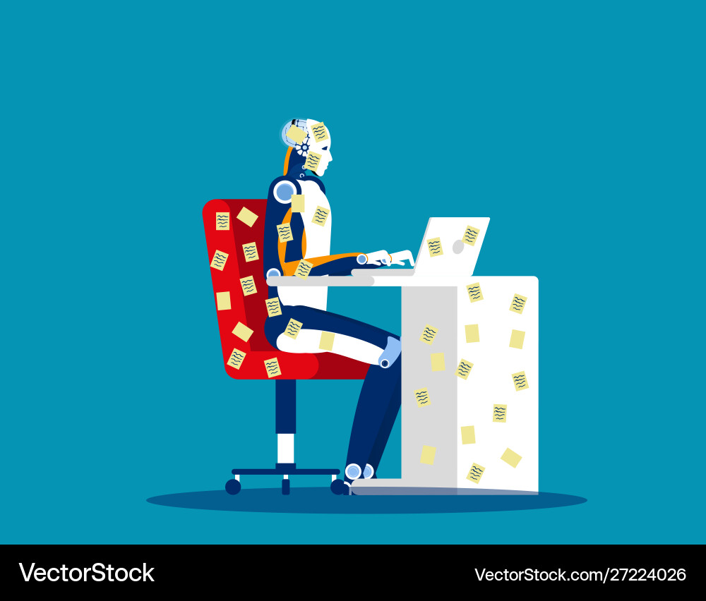 Robot and sort out priorities concept business vector image