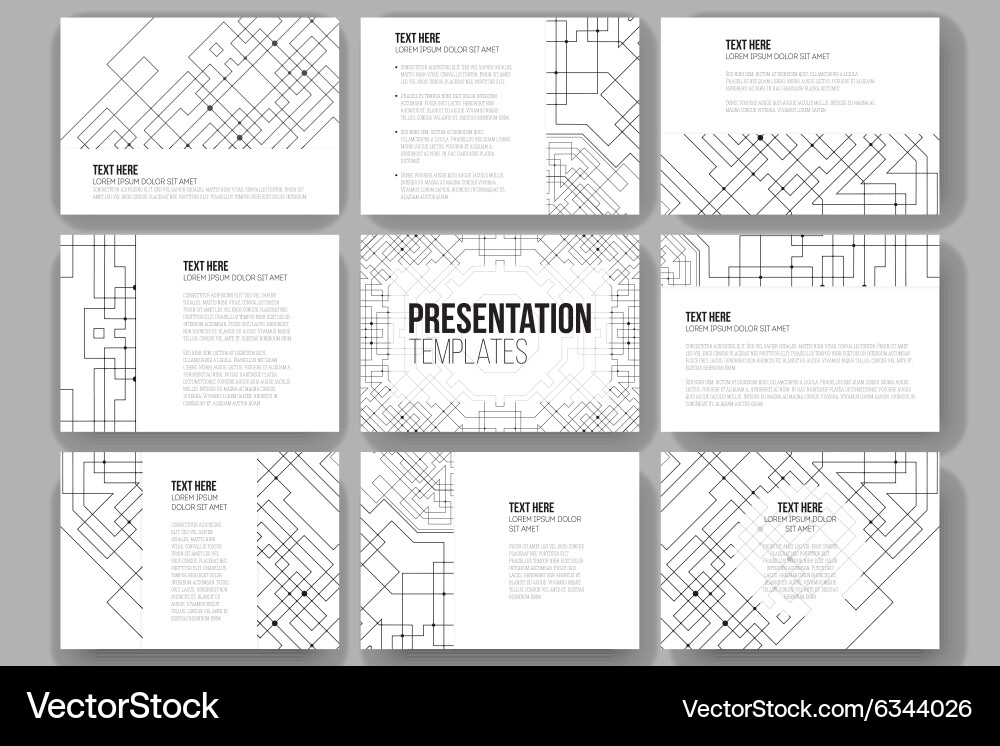Set of 9 templates for presentation slides vector image