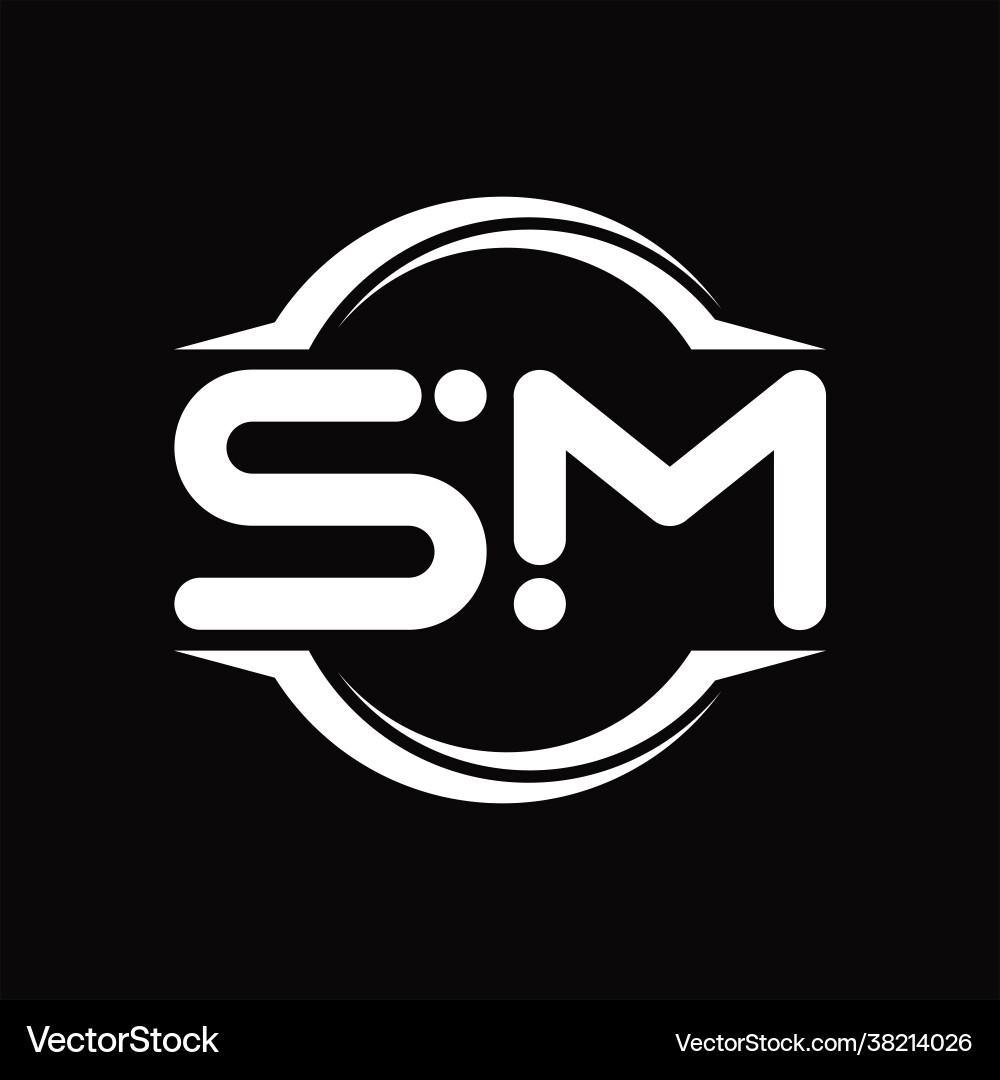 Sm logo monogram with circle rounded slice shape Vector Image