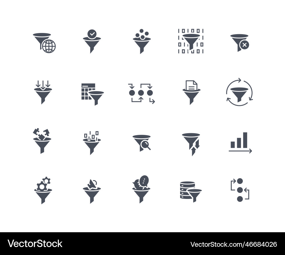Sorting and filtering black icons set Sorting and filtering black icons set Vector Image
