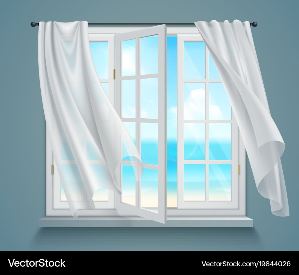 White Curtains Window Royalty Free Vector Image