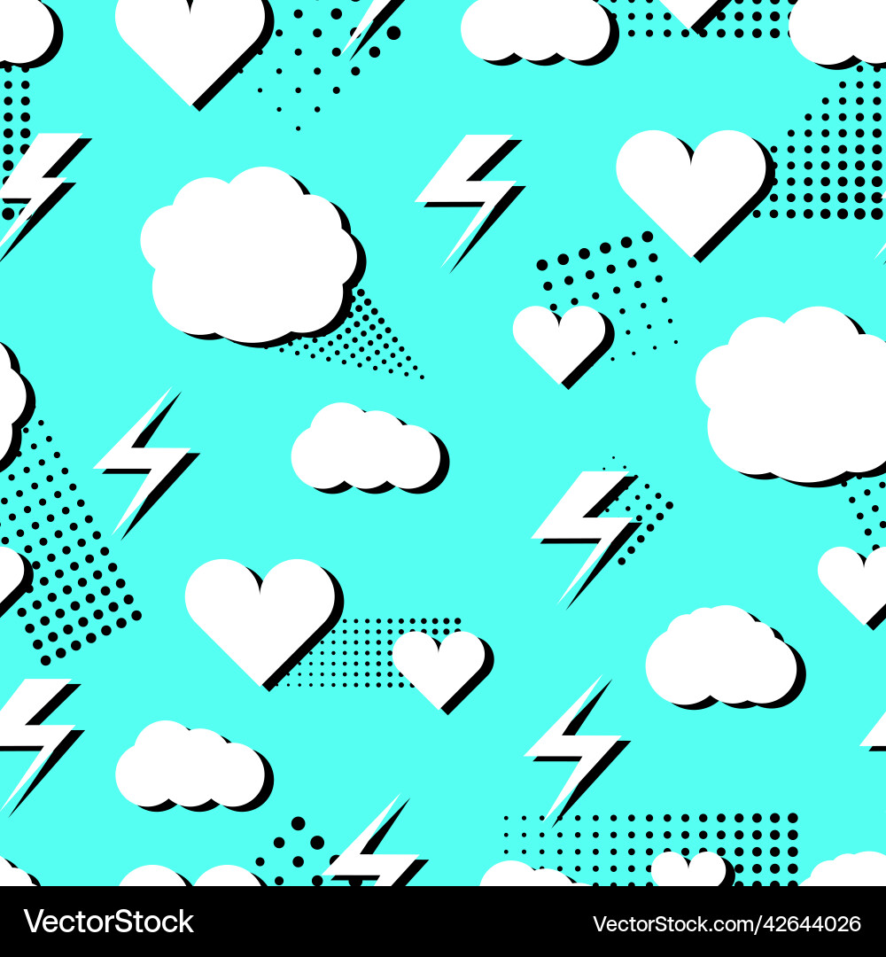 Wolken blinken und herzen pop art trendy style Wolken blinken und herzen pop art trendy style vektorbild